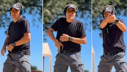 Stepping back with the shooting side changes the draw from raising it from the belt line and orienting the muzzle to simply raising it to the sighting plane. The simple move cuts microseconds off the draw time, and gives the officer target orientation. Stepping back with the shooting side changes the draw from raising it from the belt line and orienting the muzzle to simply raising it to the sighting plane. The simple move cuts microseconds off the draw time, and gives the officer target orientation.