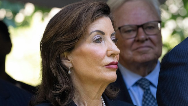 Gov. Kathy Hochul is pictured during the annual 9/11 Commemoration Ceremony at the National 9/11 Memorial and Museum on the 24th anniversary of 9/11 attacks Thursday, Sept. 11, 2025 in New York, New York.