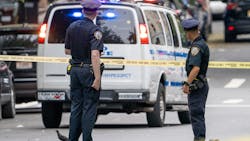 NYPD police officers on W. 173rd Street near Amsterdam Avenue in Manhattan after a shooting on Aug. 17, 2025. NYPD police officers on W. 173rd Street near Amsterdam Avenue in Manhattan after a shooting on Aug. 17, 2025.