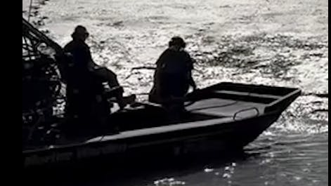 Brunswick, ME, police used an air boat Wednesday to reach a 31-year-old duck hunter who became stuck in the mud off Wharton's Point while trying to retrieve several ducks he had shot from the shore.