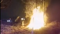 California Highway Patrol officers rescued a driver from an SUV that caught fire and exploded following a crash in South Los Angeles on July 3. California Highway Patrol officers rescued a driver from an SUV that caught fire and exploded following a crash in South Los Angeles on July 3.