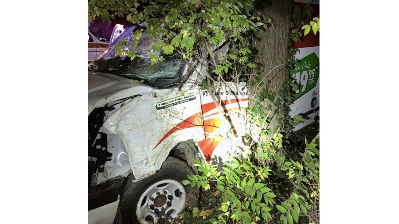 A U-Haul truck crashed into a tree after fleeing the scene of a home invasion in Hagar Township, MI, and ramming and disabling a Berrien County Sheriff's Office cruiser.