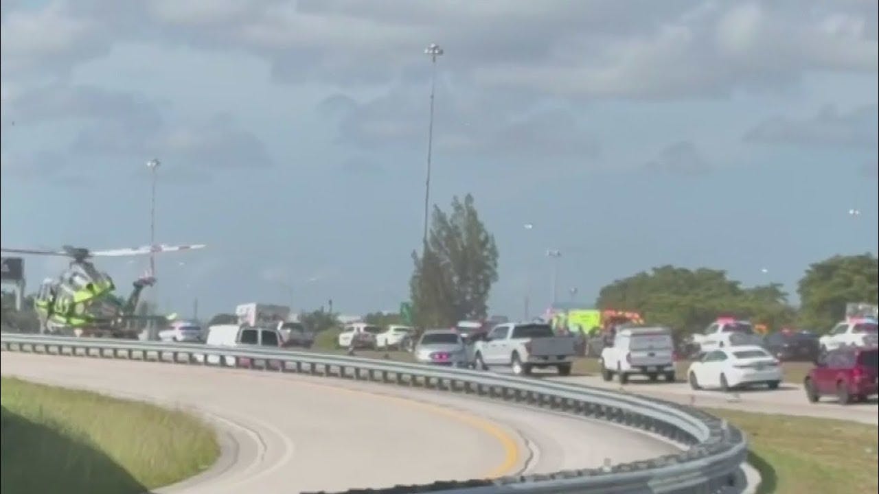 Paramedics airlifted a Miami Beach police officer in critical condition to the hospital following a motorcycle crash near Hialeah.