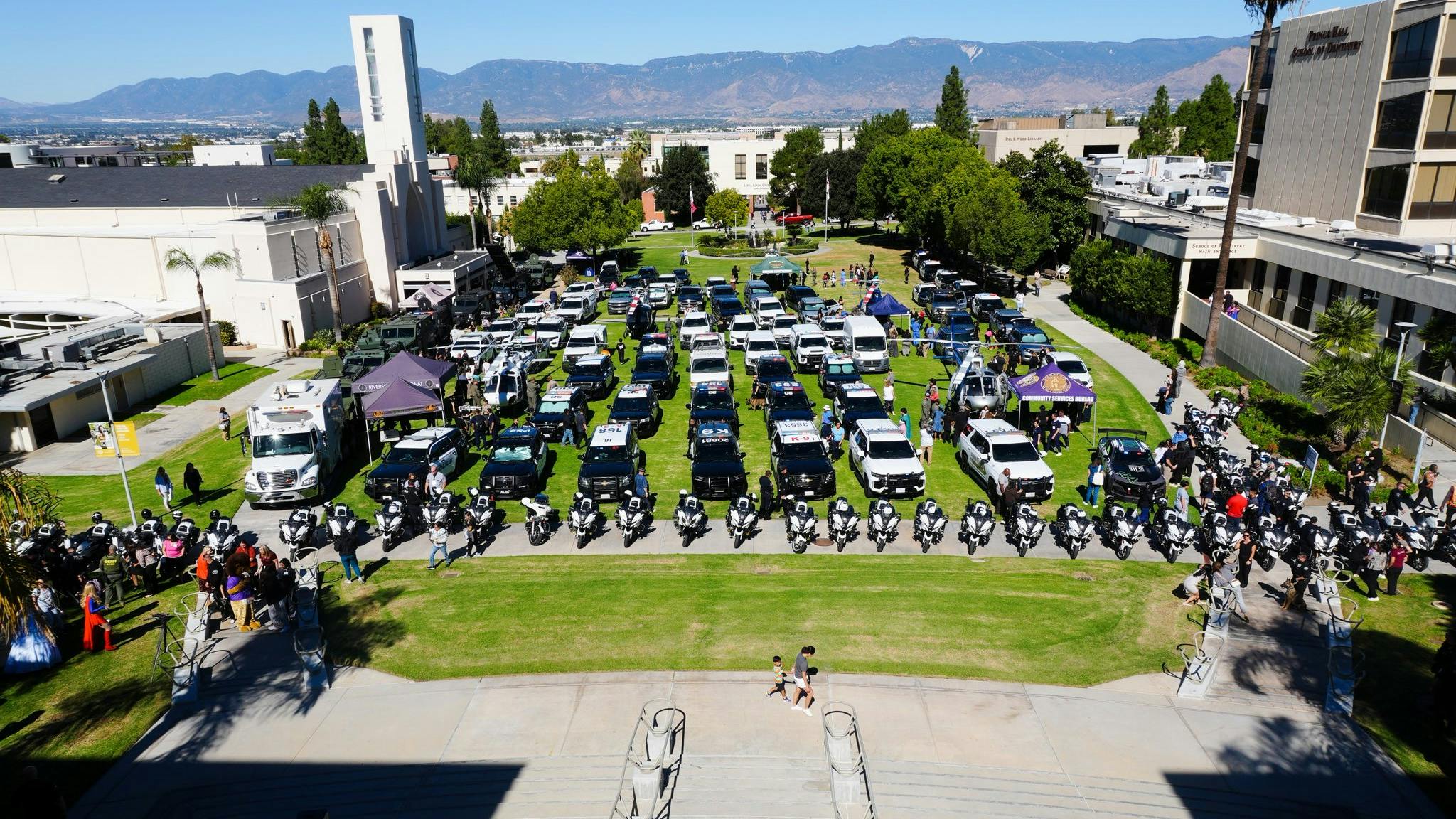 Over a dozen Inland Empire law enforcement agencies brought cruisers, motorcycles, helicopters and other vehicles Wednesday to cheer up patients at the 24th annual Cops for Kids Fly-In at Loma Linda University Children's Hospital.