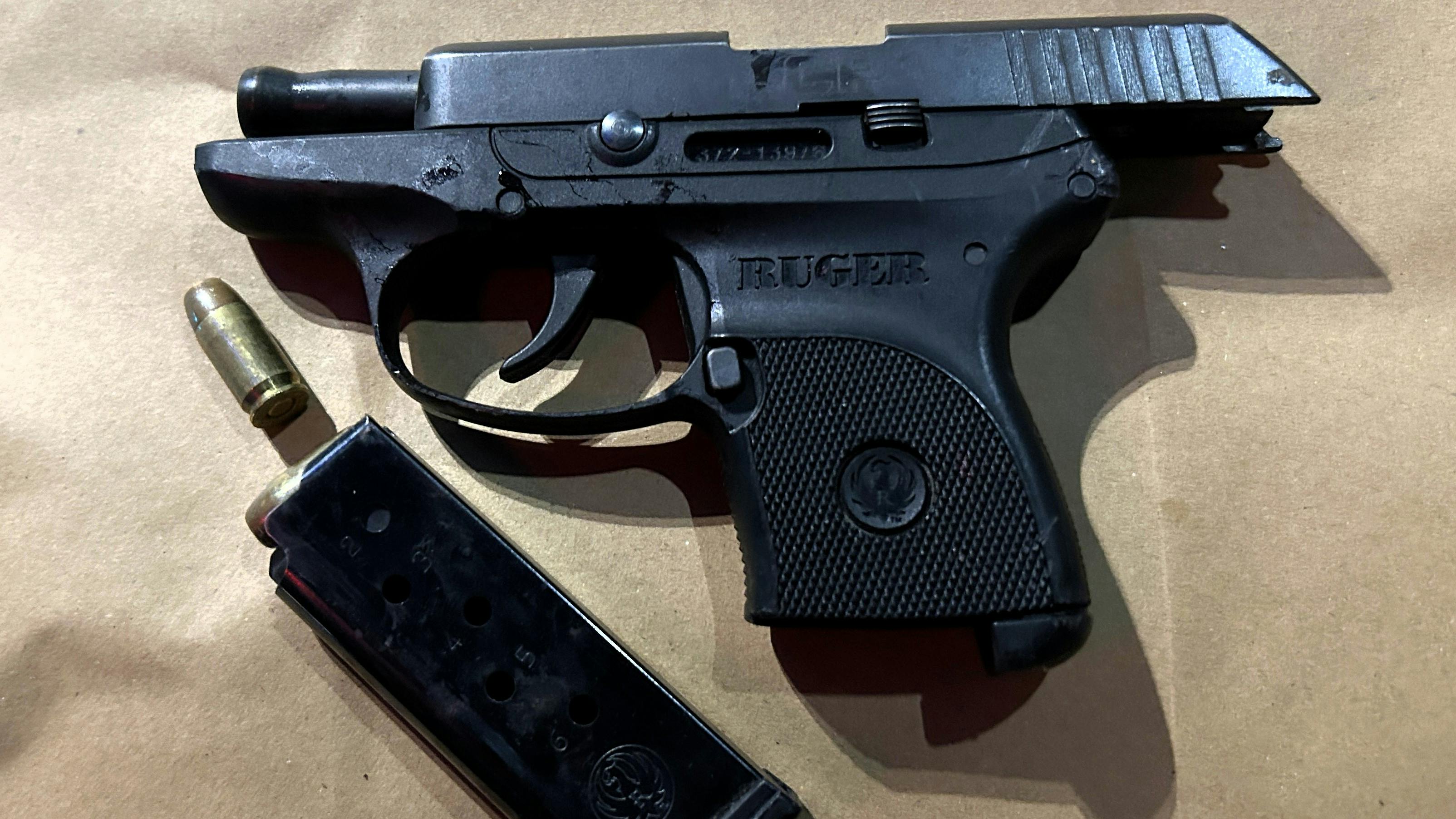 Portland, OR, police recovered a handgun Wednesday from a naked suspect who fled officers after he was struck by a cruiser and was finally subdued with a Taser.