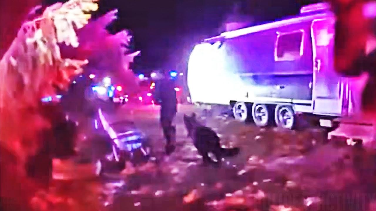 When Thurston County sheriff's deputies found a man wanted for domestic violence in a trailer, a standoff ensued, and the suspect barked back and forth with a K-9 before he rushed out and was finally apprehended.