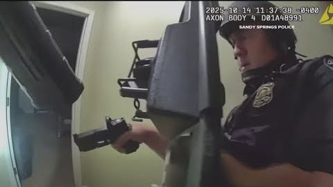 Dozens of shots were fired when Sandy Springs police responded to a report of gunfire at a home, and the suspected gunman barricaded himself inside a room in the residence in an hourslong standoff.