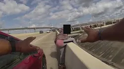 'Thank God I was there,' said Fort Bend County Precinct 1 Deputy Constable Terrence Greene after he calmly pulled a 21-year-old woman who was threatening to leap off the edge of a highway overpass.