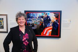 Lisa Flahive is seen with her painting 'Duty Honor Courage.' Lisa Flahive is seen with her painting 'Duty Honor Courage.'