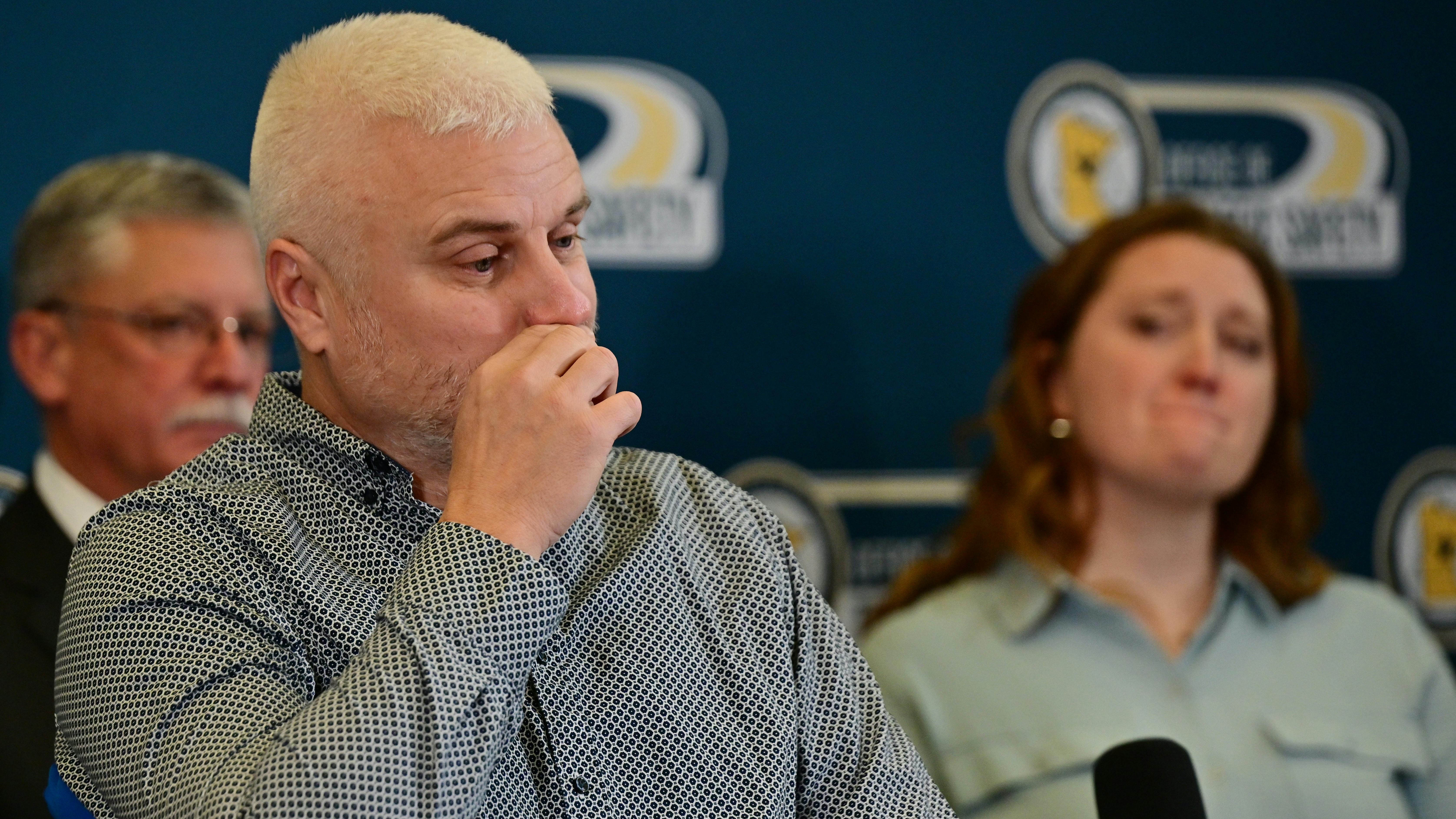 Woodbury, MN, Police Officer Allan Olson talks about the trauma he and his son suffered after being struck by an impaired driver while on vacation in northern Minnesota. He spoke as part of the Minnesota Department of Public Safety impaired driving public awareness campaign on Tuesday.