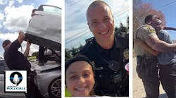 Tampa, FL, police give emotional support to a 7-year-old son rescued from a wrecked SUV in May; an Upper Allen Township, PA, police officer makes the best out of an anonymous complaint about a girl's lemonade stand in July; and a Cabarrus County sheriff's deputy ends a contentious traffic stop in March with a hug and establishs a bond with the driver that lasted months later. Tampa, FL, police give emotional support to a 7-year-old son rescued from a wrecked SUV in May; an Upper Allen Township, PA, police officer makes the best out of an anonymous complaint about a girl's lemonade stand in July; and a Cabarrus County sheriff's deputy ends a contentious traffic stop in March with a hug and establishs a bond with the driver that lasted months later.