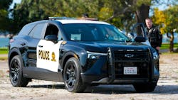 Chula Vista, CA, Police Officer Justin Turner stands next to his new 2024 Chevrolet Blazer EV cruiser. Chula Vista, CA, Police Officer Justin Turner stands next to his new 2024 Chevrolet Blazer EV cruiser.