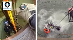 NYPD officers make two dramatic rescues: one from a 30-foot manhole (left) and one from the freezing waters of the East River. NYPD officers make two dramatic rescues: one from a 30-foot manhole (left) and one from the freezing waters of the East River.