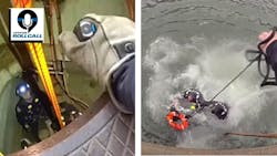 NYPD officers make two dramatic rescues: one from a 30-foot manhole (left) and one from the freezing waters of the East River. NYPD officers make two dramatic rescues: one from a 30-foot manhole (left) and one from the freezing waters of the East River.