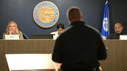 Minneapolis Pollice Chief Brian O'Hara talks to the city council Monday about his department's overspending. Minneapolis Pollice Chief Brian O'Hara talks to the city council Monday about his department's overspending.