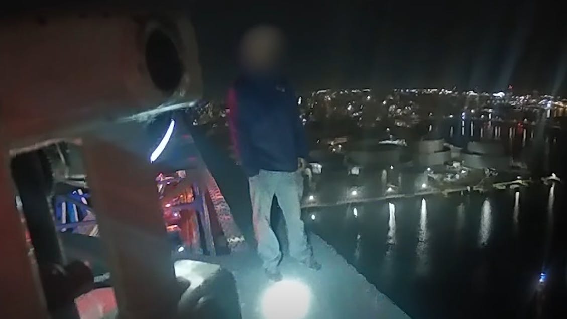 A Massachusetts State Police negotiator rescued a man in mental health crisis atop the Tobin Bridge.
