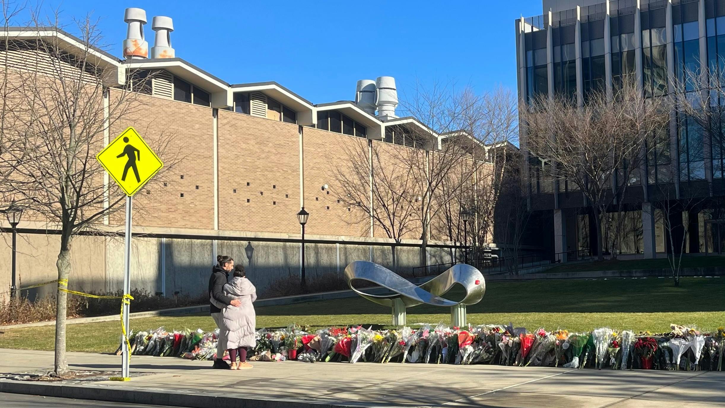 An on-campus memorial for the victims of the Dec. 13 Brown University shooting.