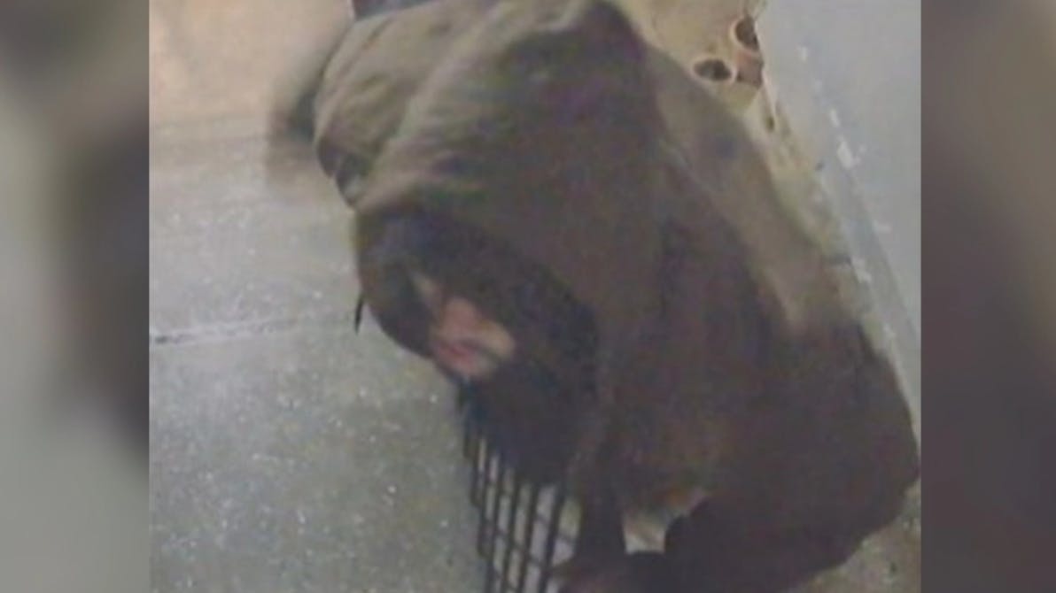 Security camera footage from a home in the 400 block of East Rockland Street shows a man approaching the front steps and attempting to take a package, police said.