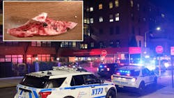 A 62-year-old man armed with a jagged piece of a broken toilet (inset) was fatally shot by police inside New York Presbyterian-Brooklyn Methodist Hospital on Thursday night. A 62-year-old man armed with a jagged piece of a broken toilet (inset) was fatally shot by police inside New York Presbyterian-Brooklyn Methodist Hospital on Thursday night.
