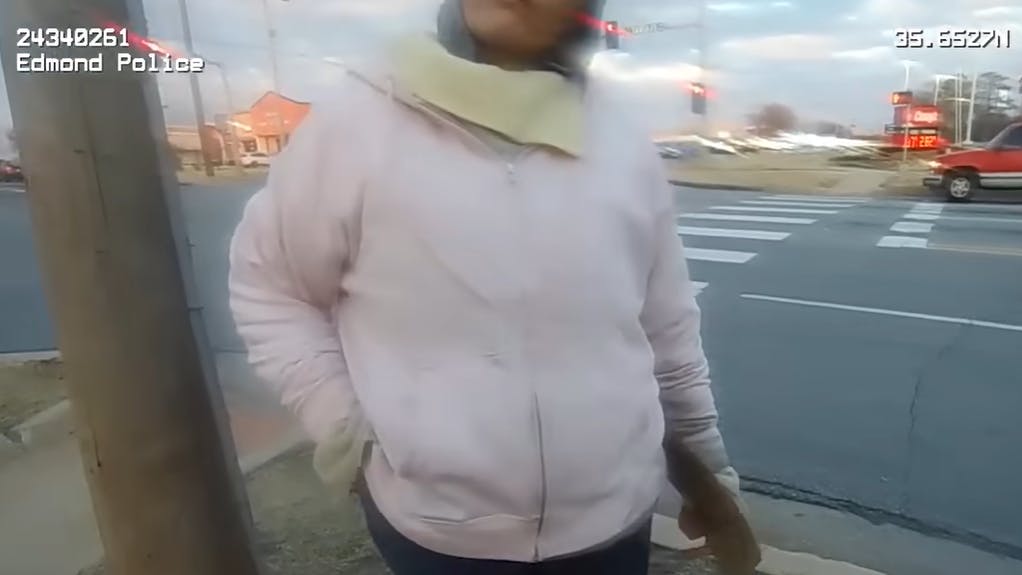 During the encounter, police said the woman became confrontational and struck an officer with a fingernail file.