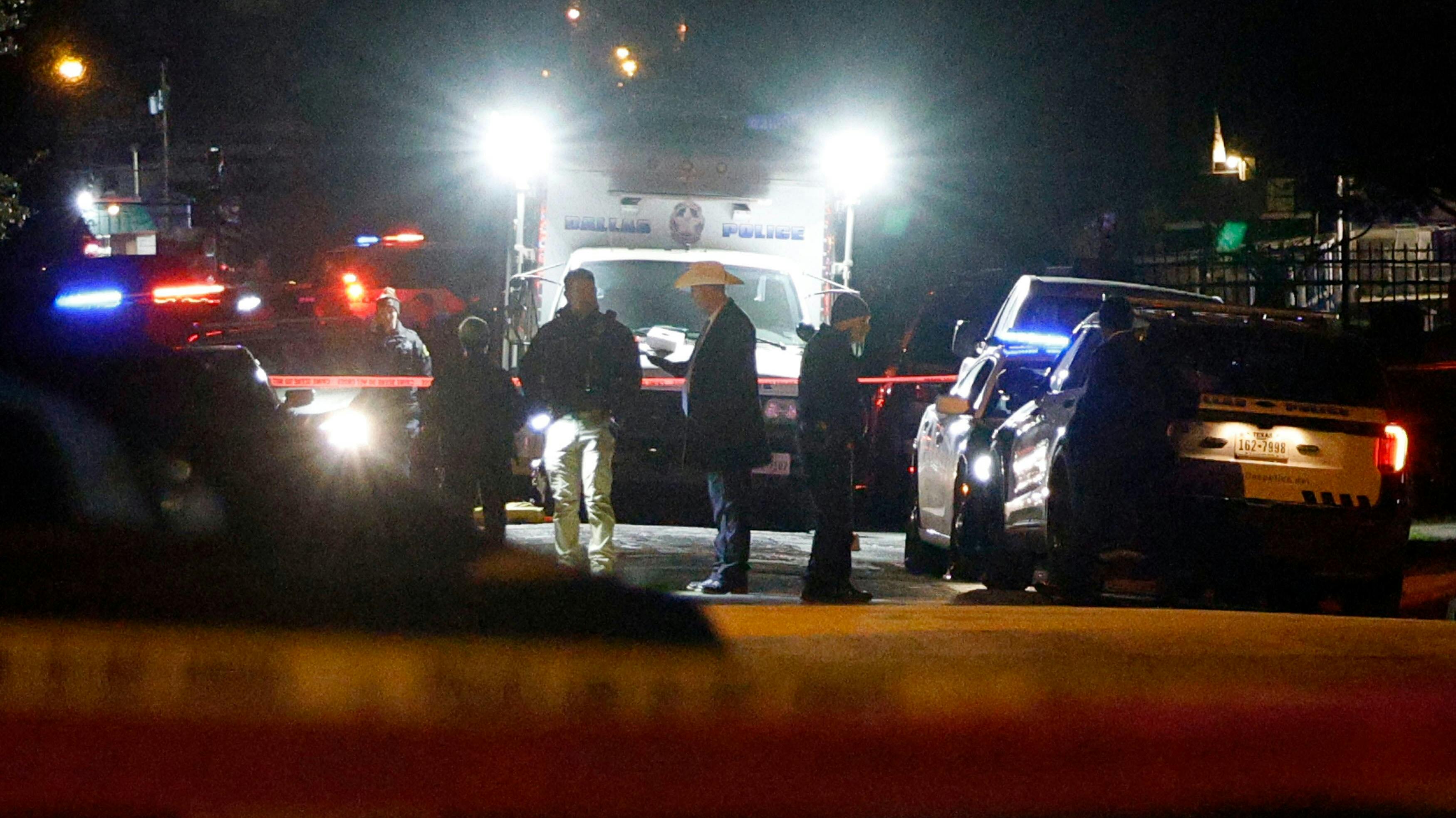 Dallas Police investigate an officer-involved shooting in the 1200 block of Presidio Avenue, Saturday, Jan. 17, 2026, in Dallas.