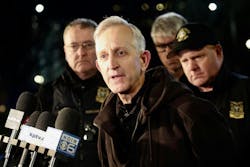 Portland Mayor Keith Wilson was joined by Portland Police Bureau Assistant Chief Brian Hughes, chief of staff Robert King and Police Chief Bob Day at a press conference in the Lloyd District on Mon., Jan. 19, 2026. Portland Mayor Keith Wilson was joined by Portland Police Bureau Assistant Chief Brian Hughes, chief of staff Robert King and Police Chief Bob Day at a press conference in the Lloyd District on Mon., Jan. 19, 2026.