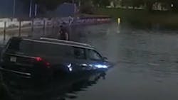 Video footage shows Broward County Sheriff's Deputy Juliana Tenaglia rescue a motorist trapped in a submerged vehicle on Jan. 12. Video footage shows Broward County Sheriff's Deputy Juliana Tenaglia rescue a motorist trapped in a submerged vehicle on Jan. 12.
