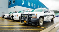 Patrol vehicles are seen parked in Whittier, Alaska. Patrol vehicles are seen parked in Whittier, Alaska.