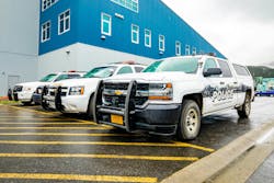 Patrol vehicles are seen parked in Whittier, Alaska. Patrol vehicles are seen parked in Whittier, Alaska.