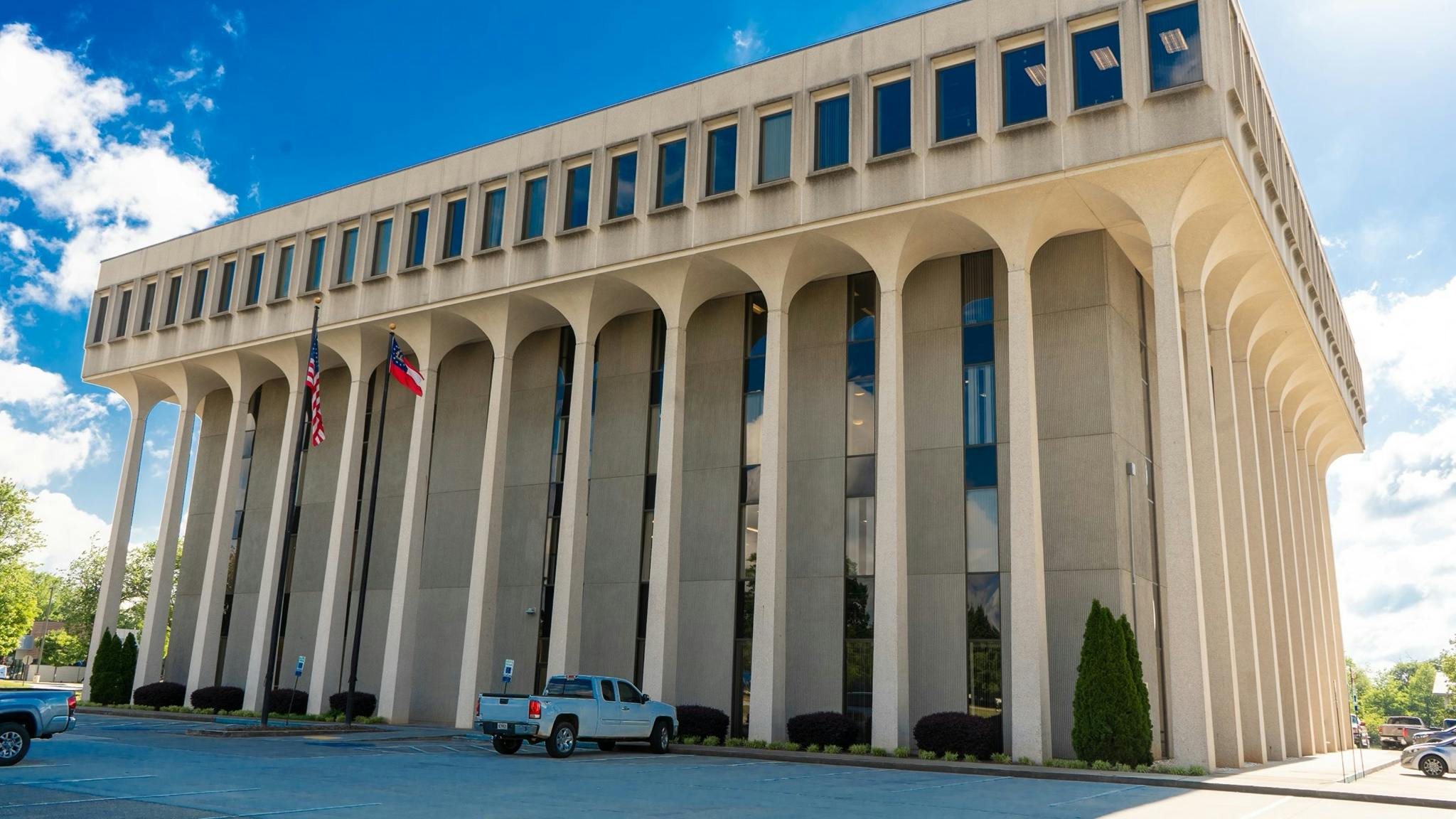 The Cobb County Police Department headquarters is seen in Marietta, Georgia.