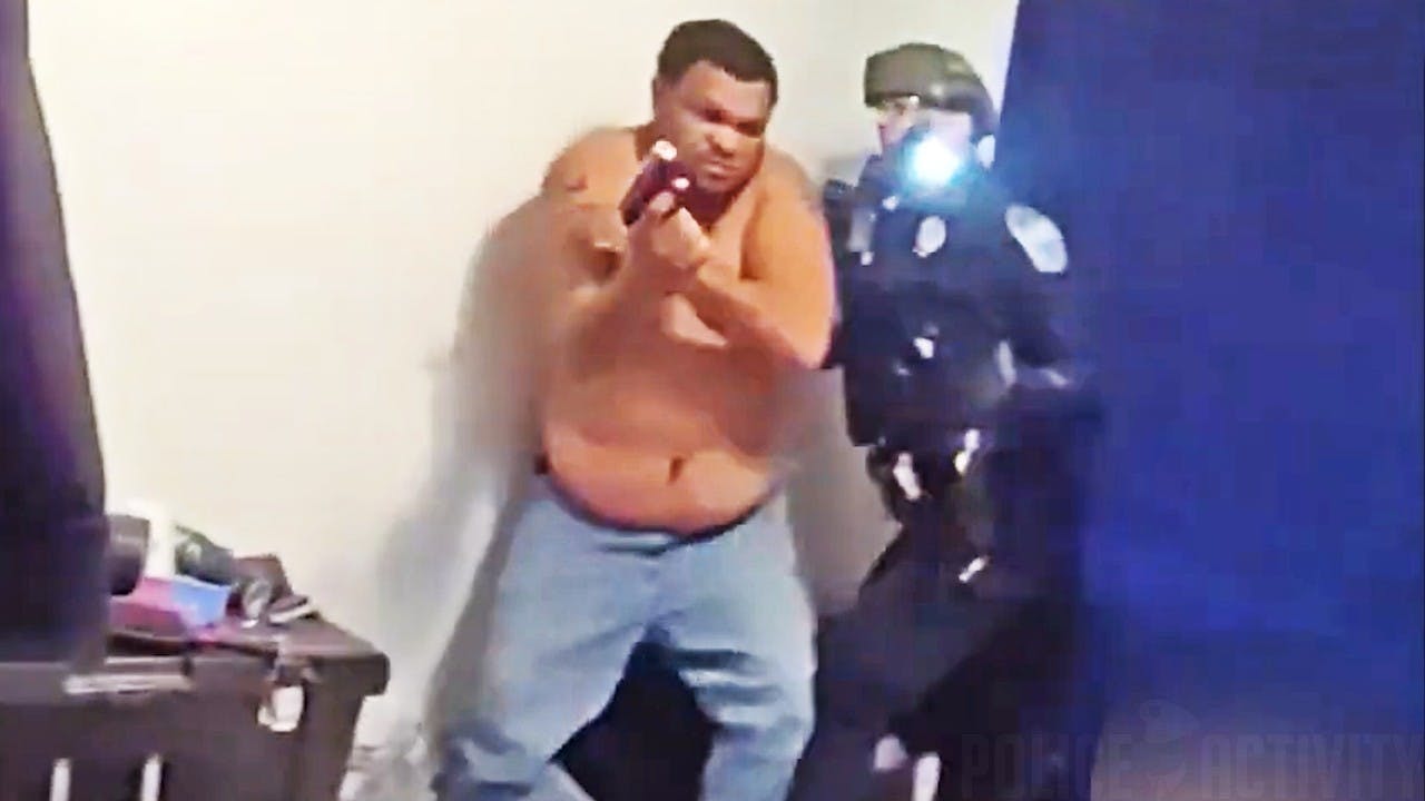 A suspect drew and pointed a handgun at Knoxville, TN, police officers locating a missing teen.