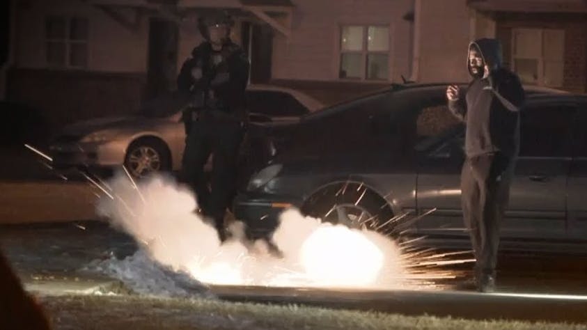 Wake Forest, NC, police end standoff with a flashbang grenade.