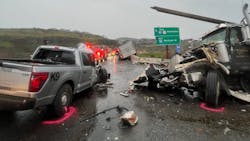 2 Oregon State Police troopers stable after tractor-trailer collision. 2 Oregon State Police troopers stable after tractor-trailer collision.