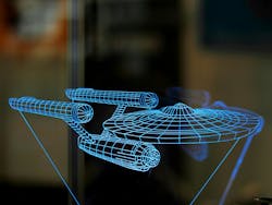 Representing the Star Trek franchise, the iconic shape of the Starship Enterprise is known worldwide. Representing the Star Trek franchise, the iconic shape of the Starship Enterprise is known worldwide.