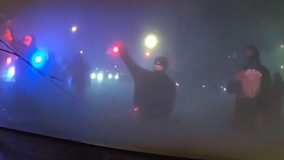 Dashcam captures street takeover suspects vandalizing Montgomery County, MD, police cruiser.