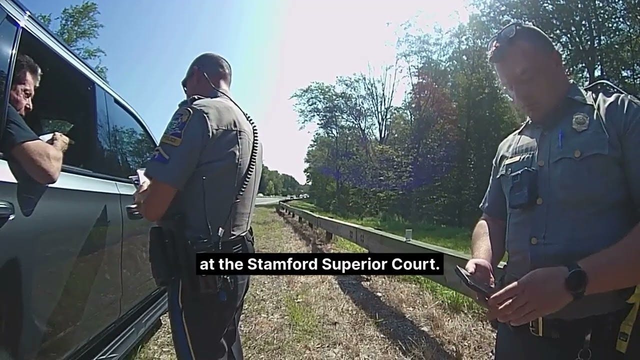 Connecticut State Police talk to Vince McMahon after high-speed crash.