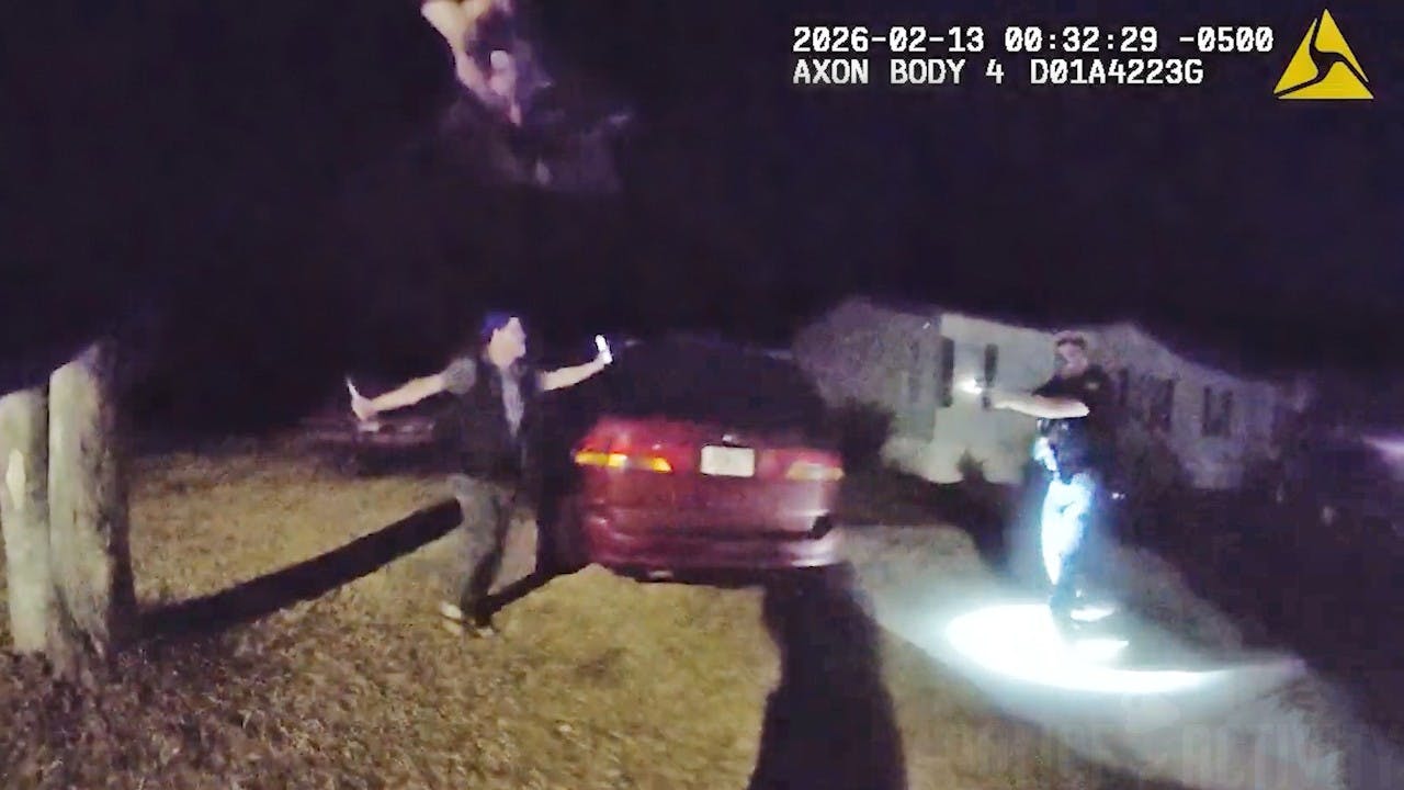 Suspect with knife charges at Jacksonville, FL, sheriff's officers.