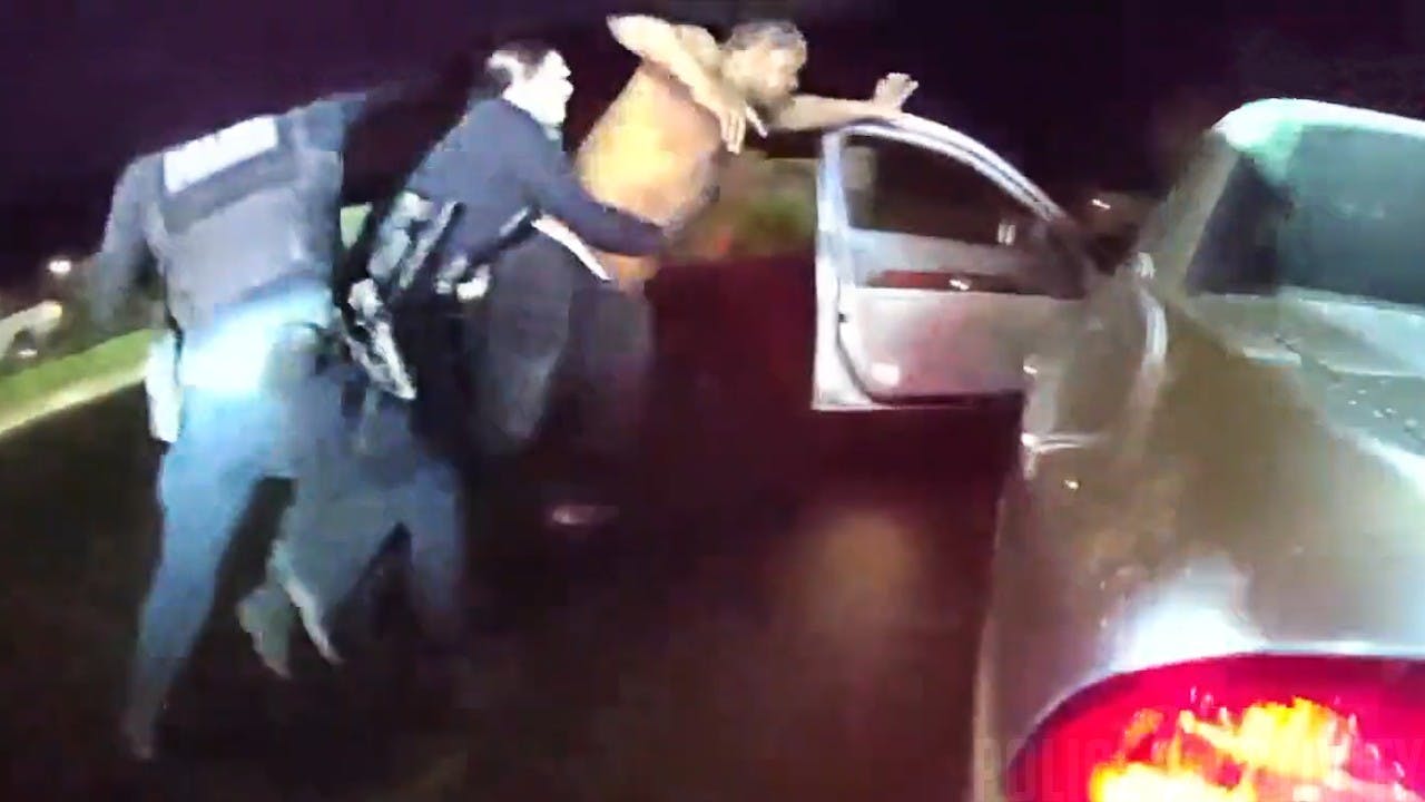 Brentwood, CA, police DUI stop escalates into tense struggle, fatal shooting.