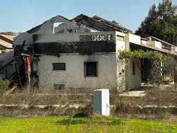Aftermath of the October 7 attacks on the kibbutz of Be'eri. The buildings still show damage from bullets and RPGs. Aftermath of the October 7 attacks on the kibbutz of Be'eri. The buildings still show damage from bullets and RPGs.
