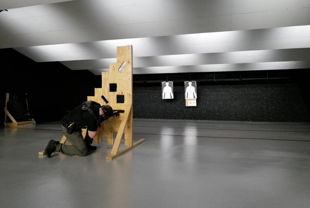 A modern law enforcement indoor firing range.