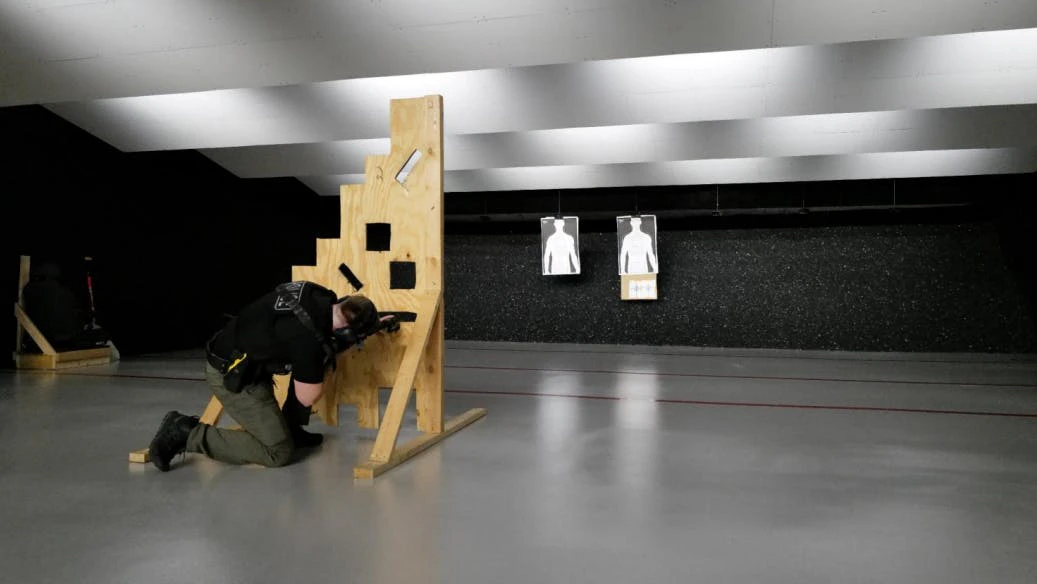 A modern law enforcement indoor firing range.