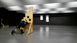 A modern law enforcement indoor firing range. A modern law enforcement indoor firing range.