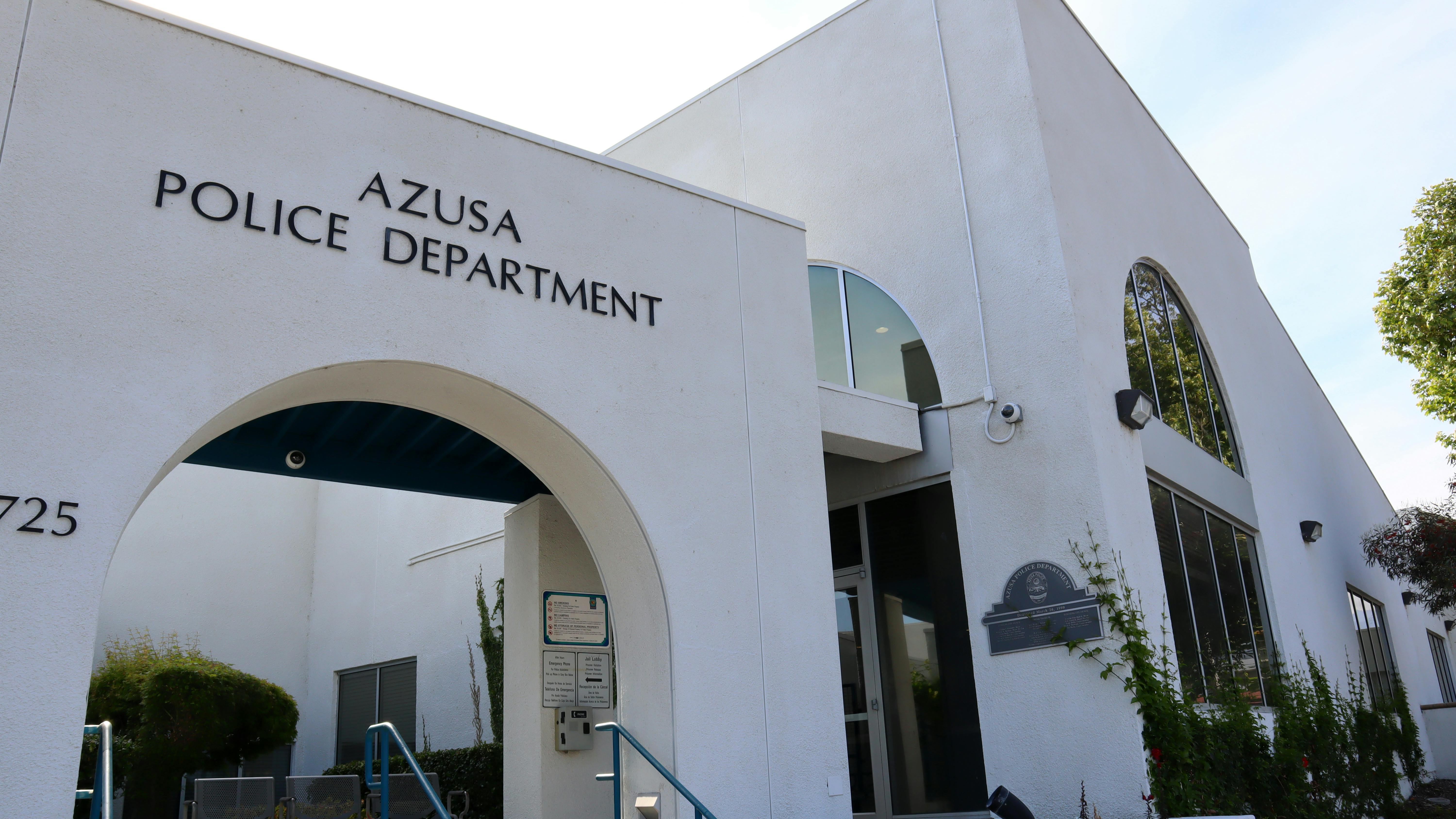 Dead man found in Azusa police cruiser in front of station