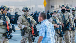 A man is seen shouting at a Border Patrol agent during anti-ICE protest in downtown Los Angeles. A man is seen shouting at a Border Patrol agent during anti-ICE protest in downtown Los Angeles.