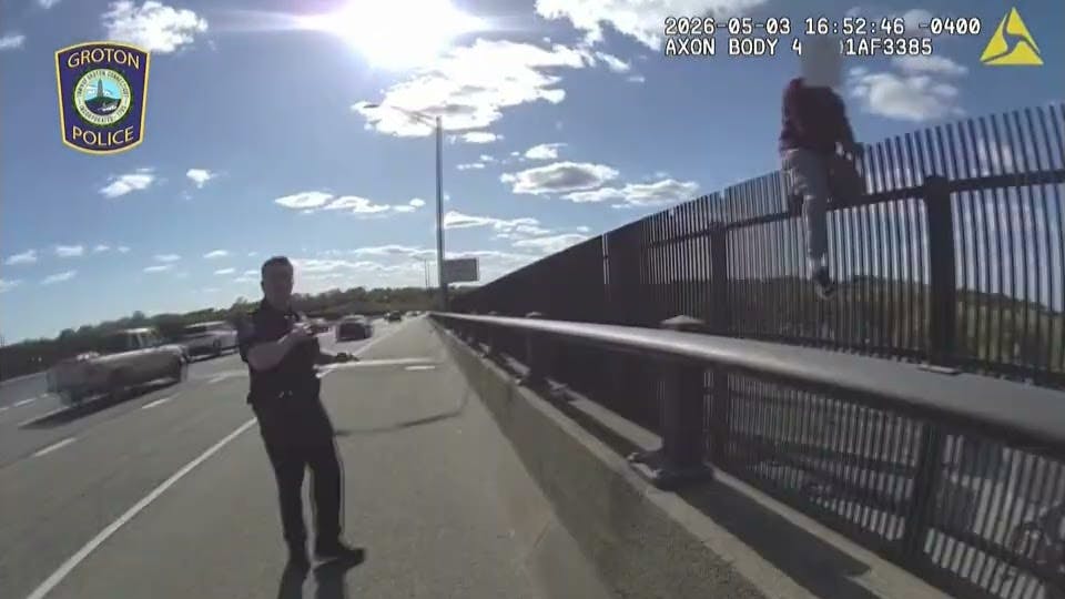 Groton police officers' emotional bridge rescue