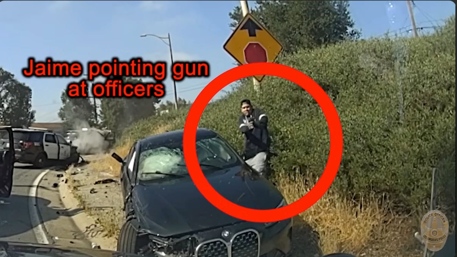 Fleeing suspect rams LAPD cruiser head-on