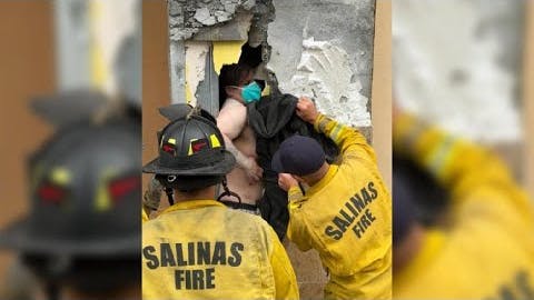 Salinas burglary suspect trapped for hours behind wall