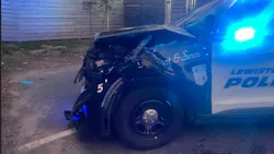 Dump truck rams Lewiston police cruiser Dump truck rams Lewiston police cruiser