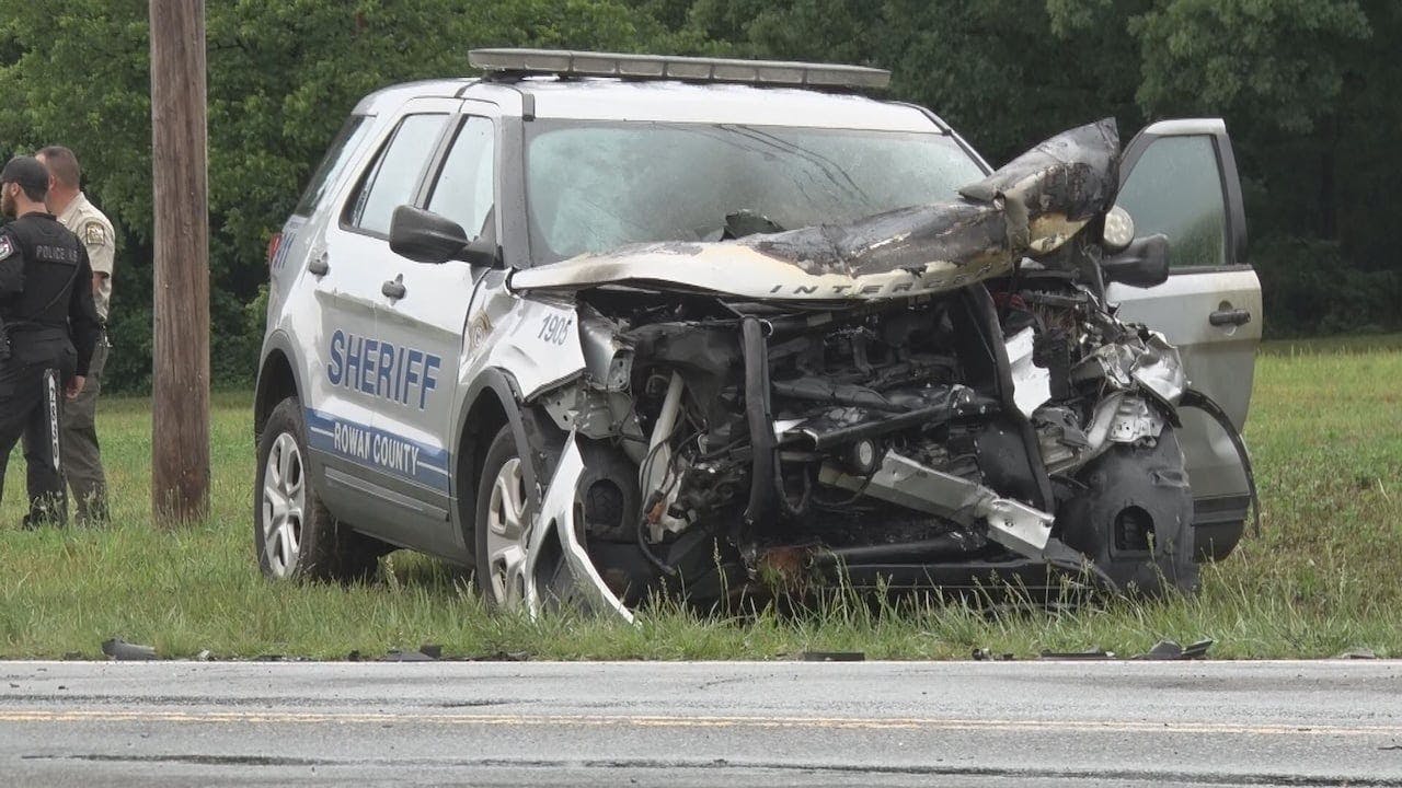 Rowan County deputy pulled from burning cruiser