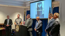 Deputy U.S. Marshal's ballistic shied that blocked suspect's gunfire